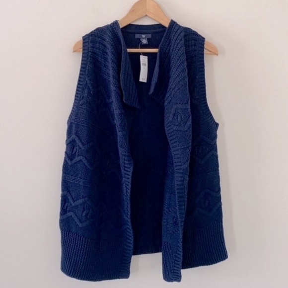 GAP Factory Sweater Vest Cardigan Chunky Cable‎ Knit Navy Size XS - Picture 8 of 8